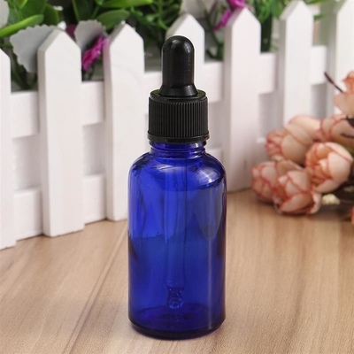 ขวดหยดแก้วสีน้ำเงิน LinDeer 30ml พร้อมฝาพลาสติกสีดำ