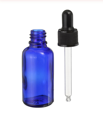 ขวดหยดแก้วสีน้ำเงิน LinDeer 30ml พร้อมฝาพลาสติกสีดำ