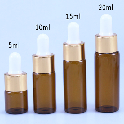 เครื่องสำอาง 10ml 15ml 20ml ขวดหยดแก้วสีน้ำตาลสำหรับน้ำมันหอมระเหย