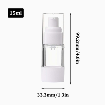 พลาสติก PP 15ml สีขาวขวดปั๊มสุญญากาศบรรจุภัณฑ์เครื่องสำอาง