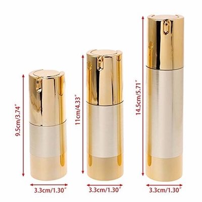 ขวดปั๊มสุญญากาศสีทองขนาดเล็กเทคนิค UV 15ml 30ml 50ml
