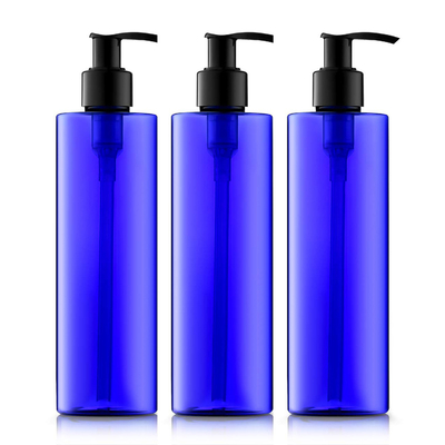 คอนเทนเนอร์โลชั่นเติมขวด PET สีน้ำตาลสีน้ำเงินพร้อมปั๊มสำหรับของเหลว