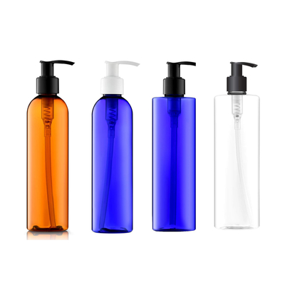 คอนเทนเนอร์โลชั่นเติมขวด PET สีน้ำตาลสีน้ำเงินพร้อมปั๊มสำหรับของเหลว